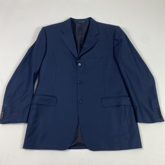 Vintage Canali Blazer Mens 42R Navy Wool Made in Italy Sport Coat 3 Button 00s